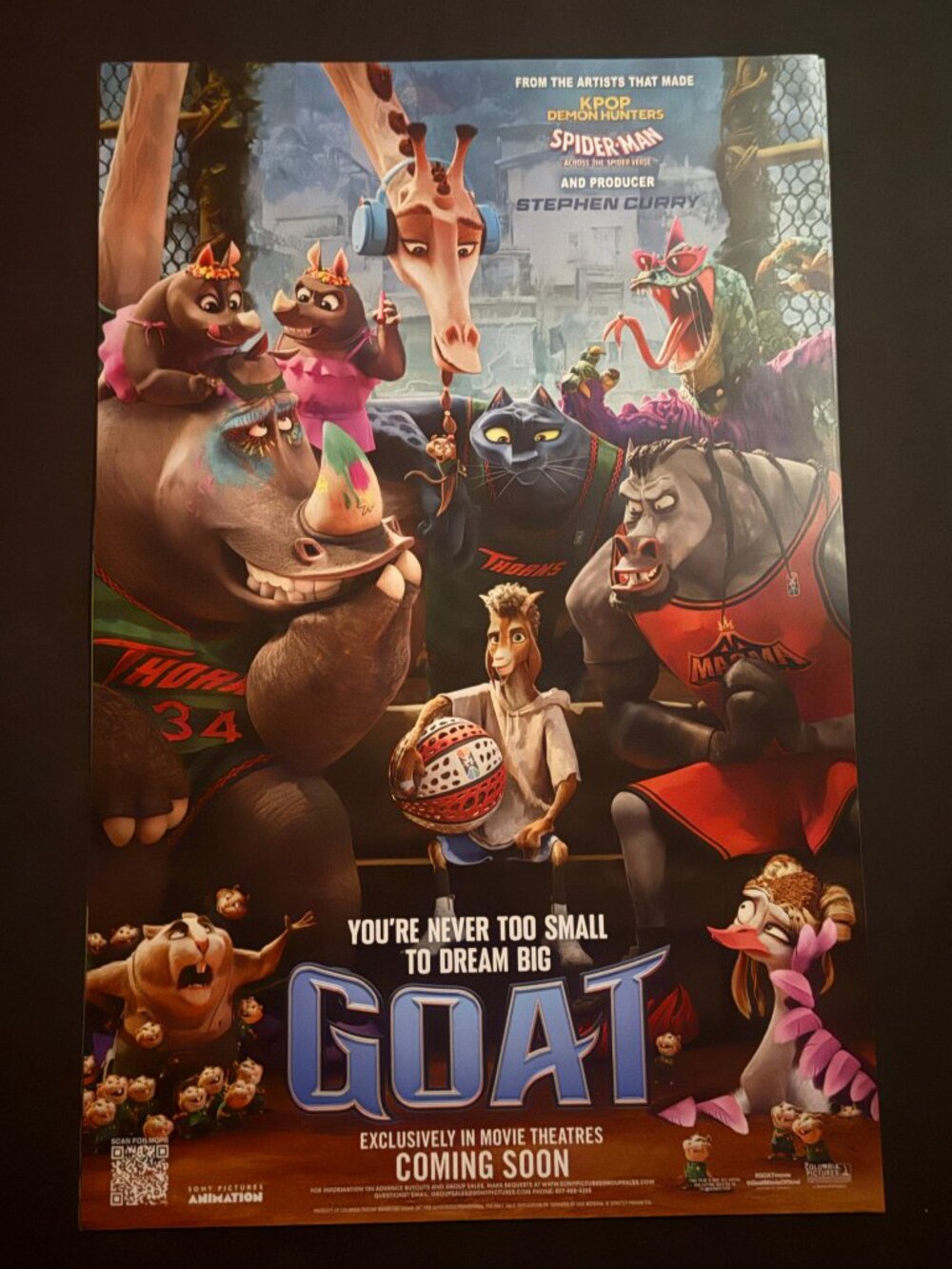 GOAT Mini Movie Poster Sony Pictures Animation 11x17